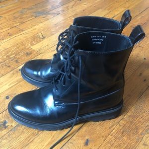 & Other Stories Italian Leather Lace-up Combat Boots 38 (8)